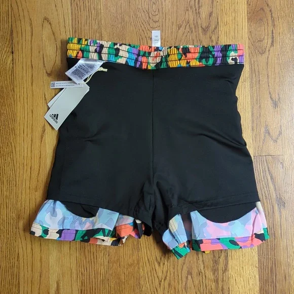 NWT High Waisted Multicolored Abstract Print Graphic Shorts Maximalist Athletic - Picture 7 of 13